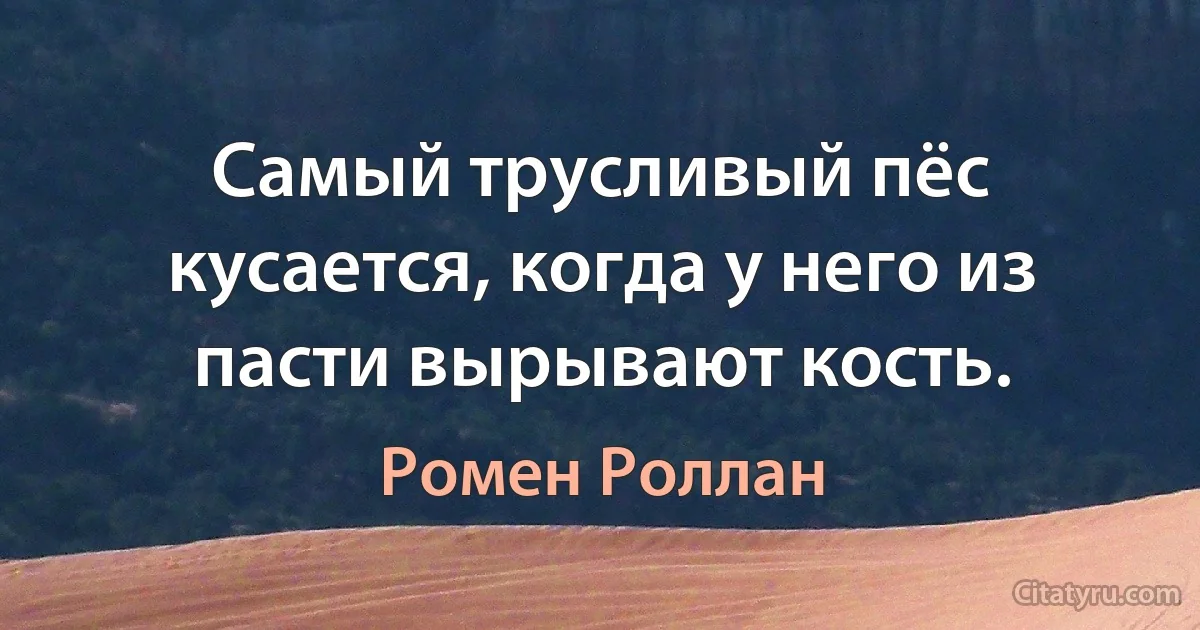 Самый трусливый пёс кусается, когда у него из пасти вырывают кость. (Ромен Роллан)