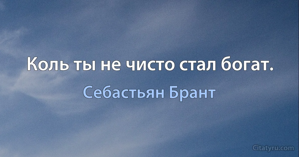 Коль ты не чисто стал богат. (Себастьян Брант)