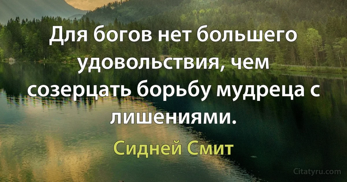 Для богов нет большего удовольствия, чем созерцать борьбу мудреца с лишениями. (Сидней Смит)