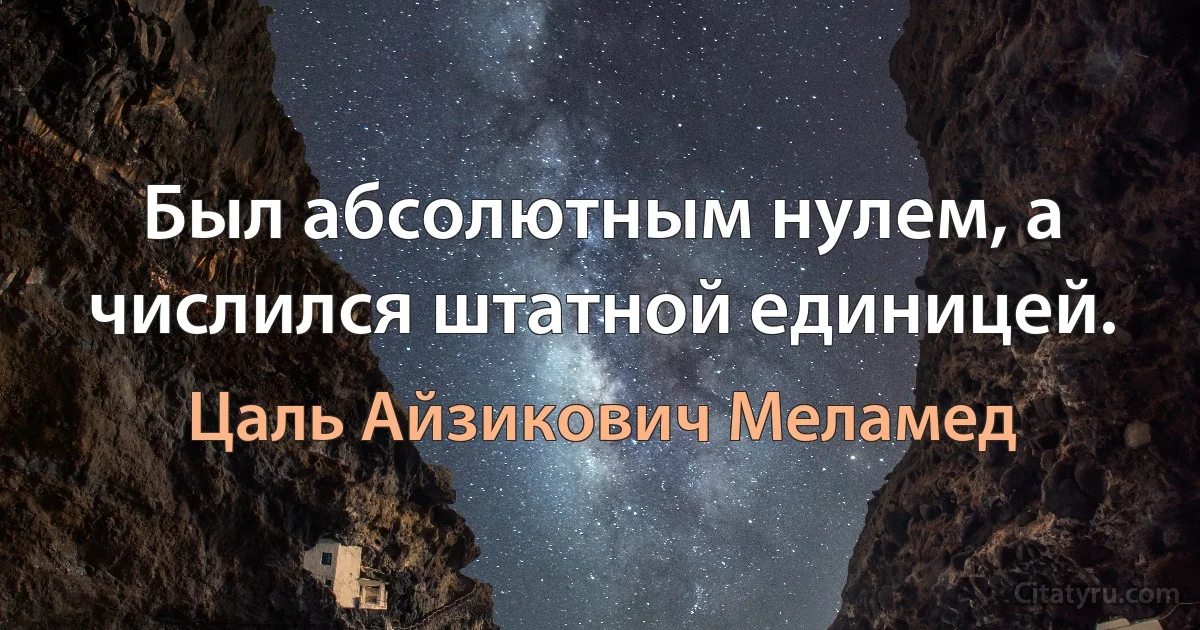 Был абсолютным нулем, а числился штатной единицей. (Цаль Айзикович Меламед)