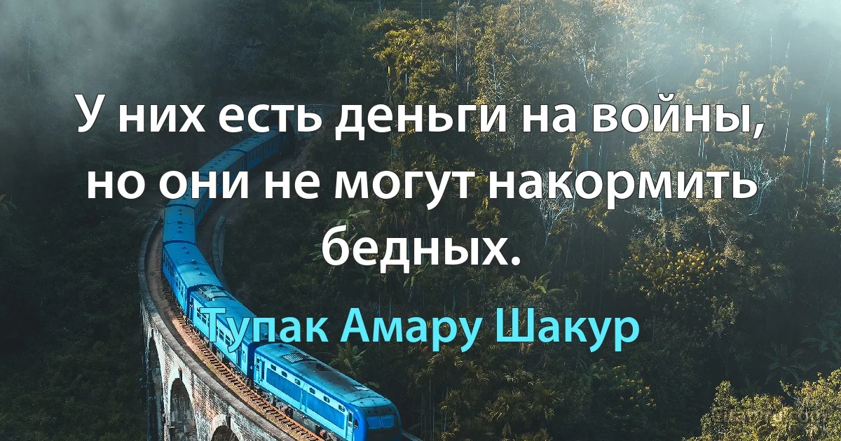 У них есть деньги на войны, но они не могут накормить бедных. (Тупак Амару Шакур)