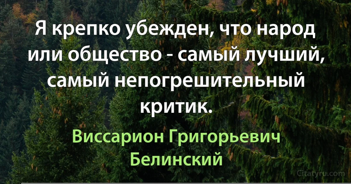 Я крепко убежден, что народ или общество - самый лучший, самый непогрешительный критик. (Виссарион Григорьевич Белинский)