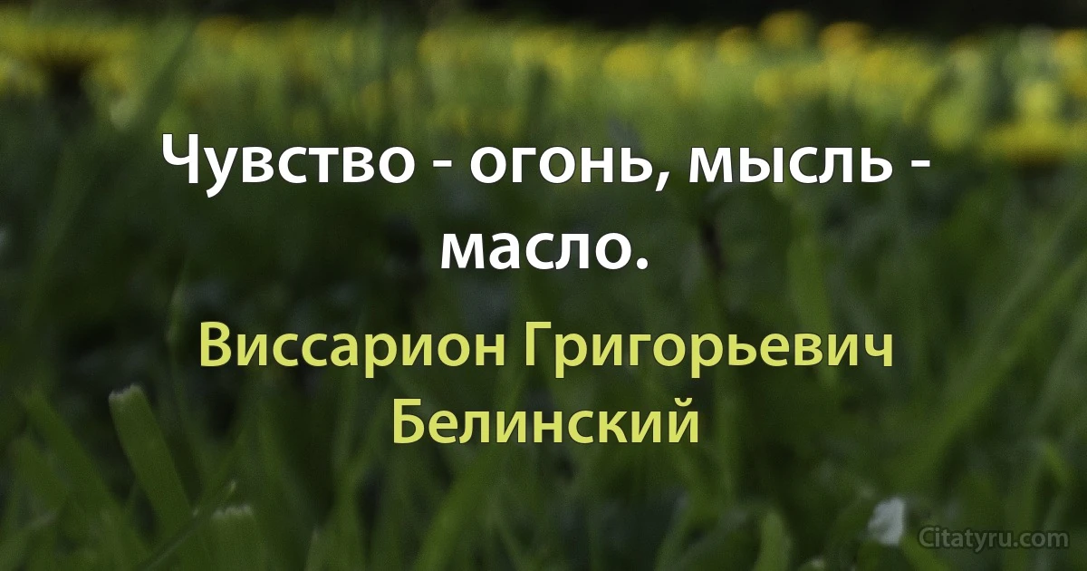 Чувство - огонь, мысль - масло. (Виссарион Григорьевич Белинский)