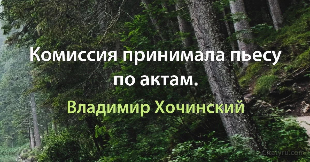 Комиссия принимала пьесу по актам. (Владимир Хочинский)