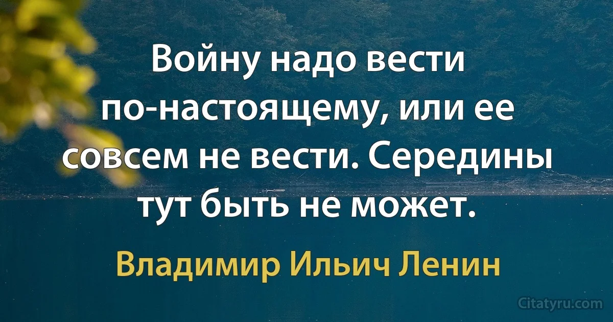 Войну надо вести по-настоящему, или ее совсем не вести. Середины тут быть не может. (Владимир Ильич Ленин)