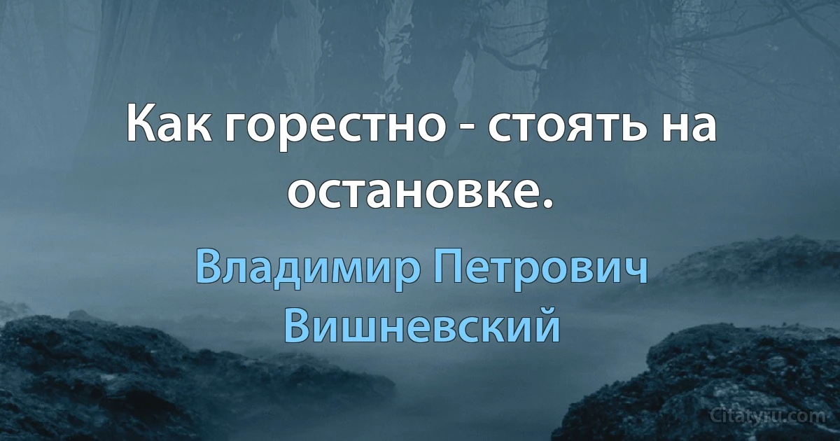 Как горестно - стоять на остановке. (Владимир Петрович Вишневский)