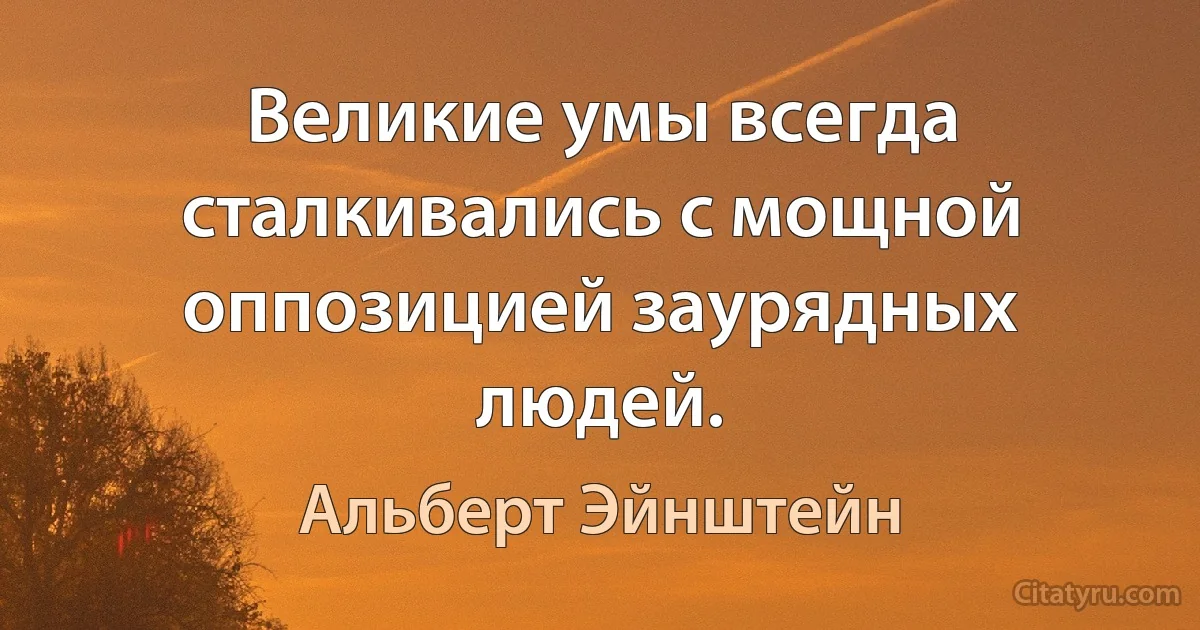 Великие умы всегда сталкивались с мощной оппозицией заурядных людей. (Альберт Эйнштейн)