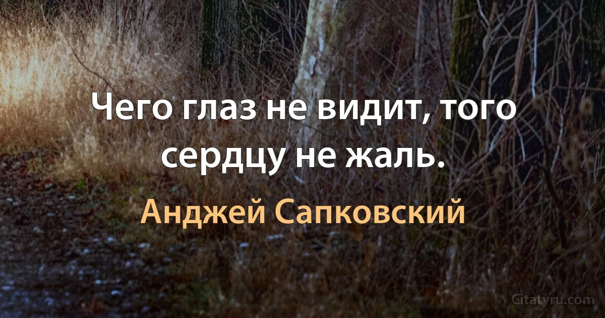 Чего глаз не видит, того сердцу не жаль. (Анджей Сапковский)