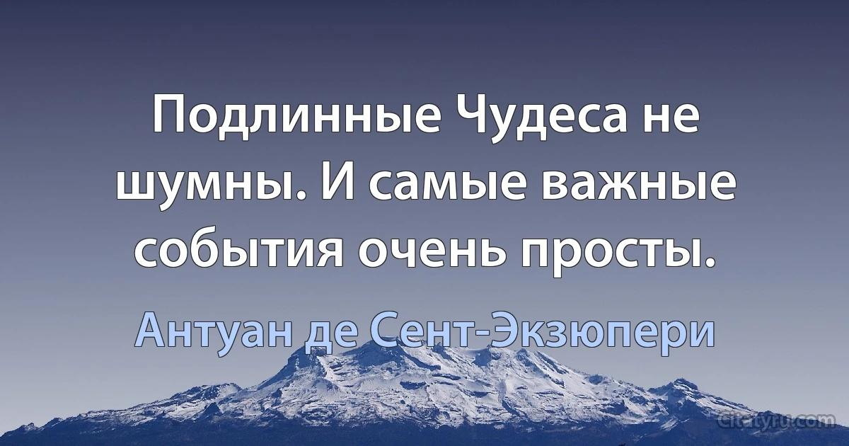 Подлинные Чудеса не шумны. И самые важные события очень просты. (Антуан де Сент-Экзюпери)