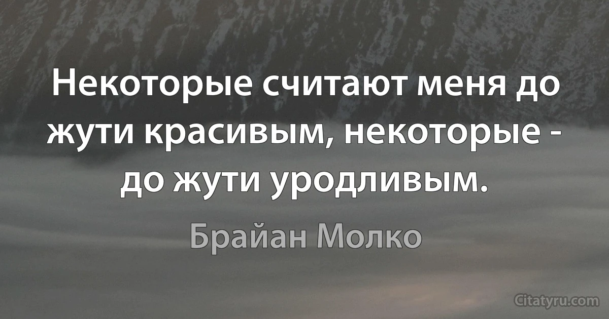 Некоторые считают меня до жути красивым, некоторые - до жути уродливым. (Брайан Молко)