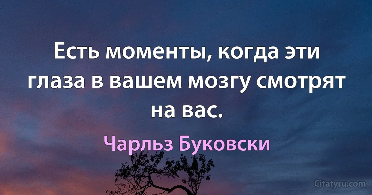 Есть моменты, когда эти глаза в вашем мозгу смотрят на вас. (Чарльз Буковски)