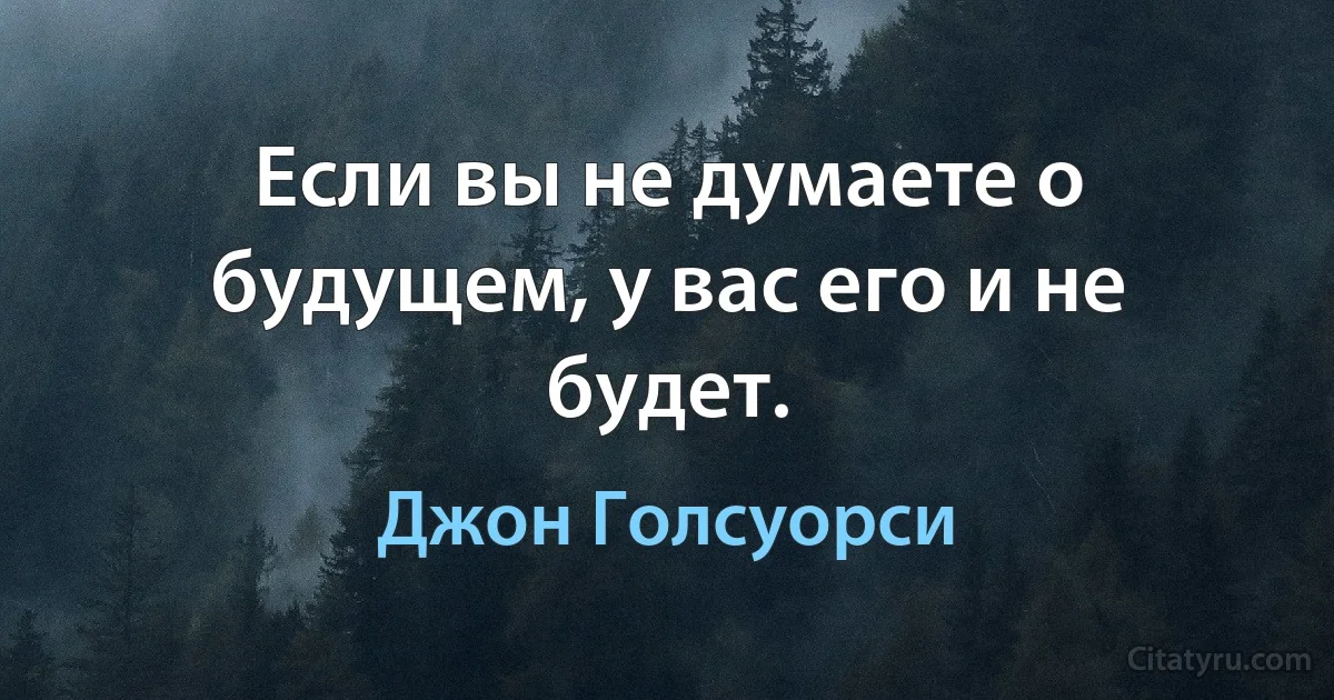 Если вы не думаете о будущем, у вас его и не будет. (Джон Голсуорси)