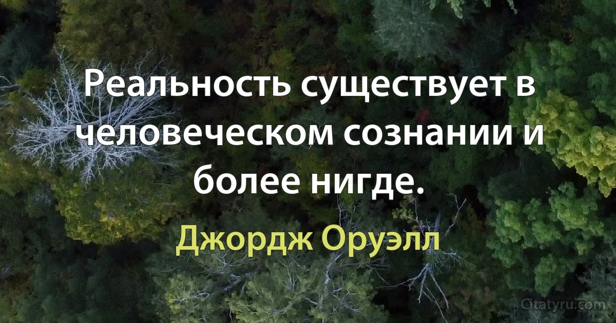 Реальность существует в человеческом сознании и более нигде. (Джордж Оруэлл)