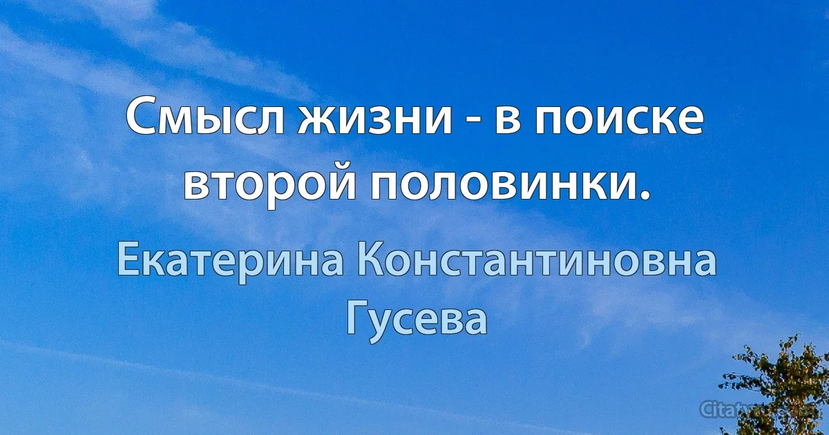 Смысл жизни - в поиске второй половинки. (Екатерина Константиновна Гусева)