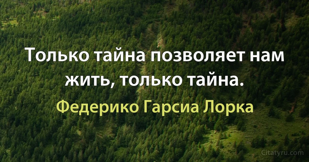 Только тайна позволяет нам жить, только тайна. (Федерико Гарсиа Лорка)