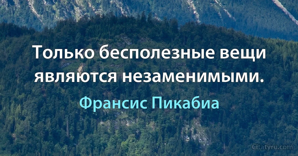 Только бесполезные вещи являются незаменимыми. (Франсис Пикабиа)