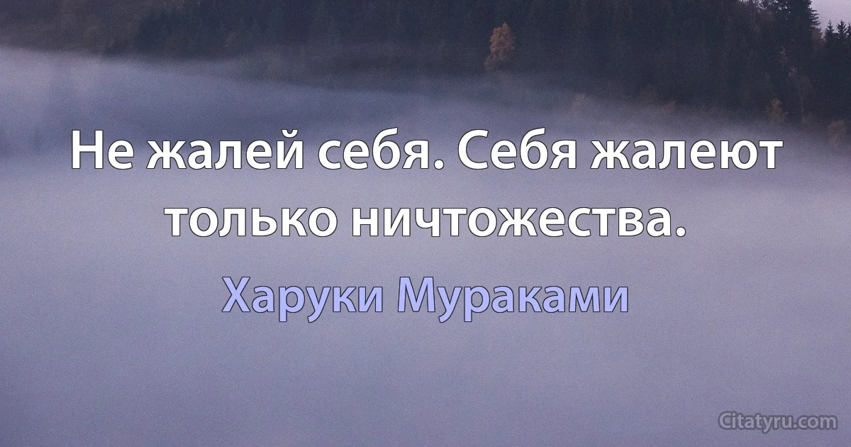 Не жалей себя. Себя жалеют только ничтожества. (Харуки Мураками)