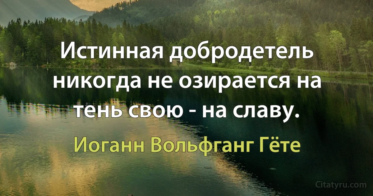 Истинная добродетель никогда не озирается на тень свою - на славу. (Иоганн Вольфганг Гёте)