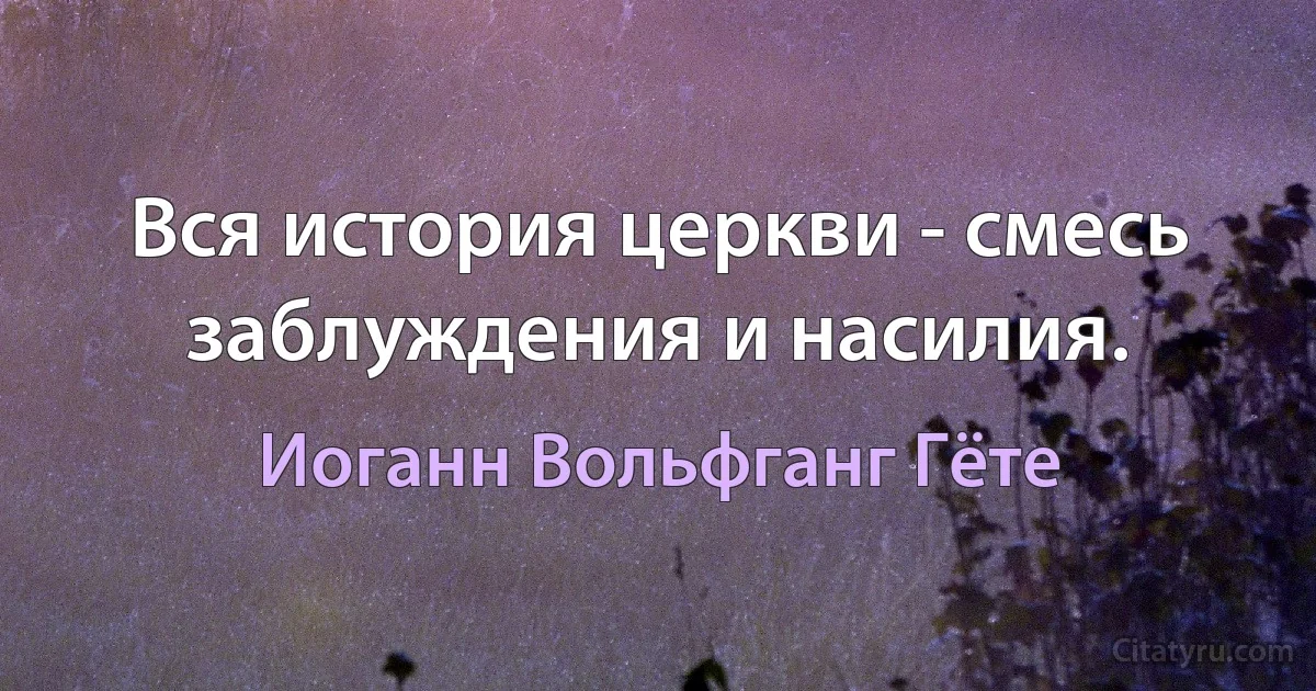 Вся история церкви - смесь заблуждения и насилия. (Иоганн Вольфганг Гёте)