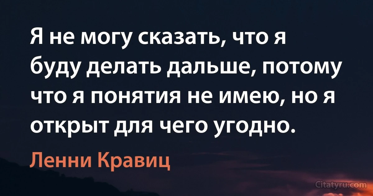 Я не могу сказать, что я буду делать дальше, потому что я понятия не имею, но я открыт для чего угодно. (Ленни Кравиц)