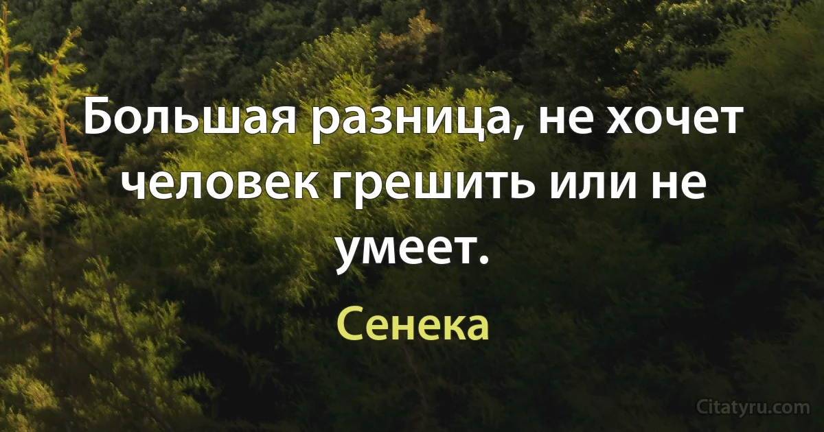 Большая разница, не хочет человек грешить или не умеет. (Сенека)