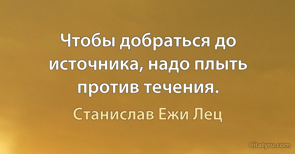 Чтобы добраться до источника, надо плыть против течения. (Станислав Ежи Лец)