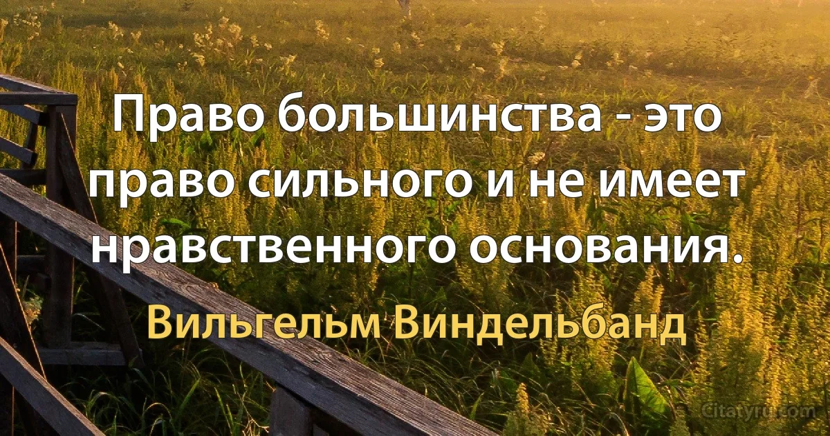 Право большинства - это право сильного и не имеет нравственного основания. (Вильгельм Виндельбанд)