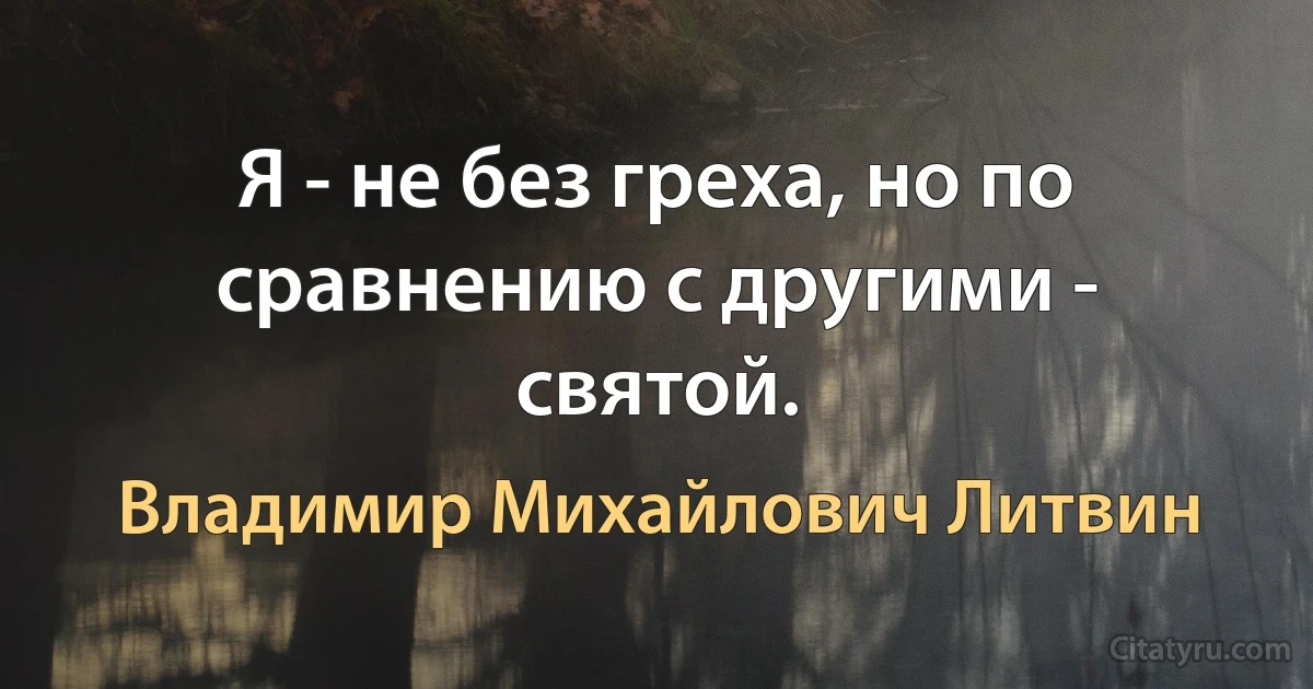 Я - не без греха, но по сравнению с другими - святой. (Владимир Михайлович Литвин)