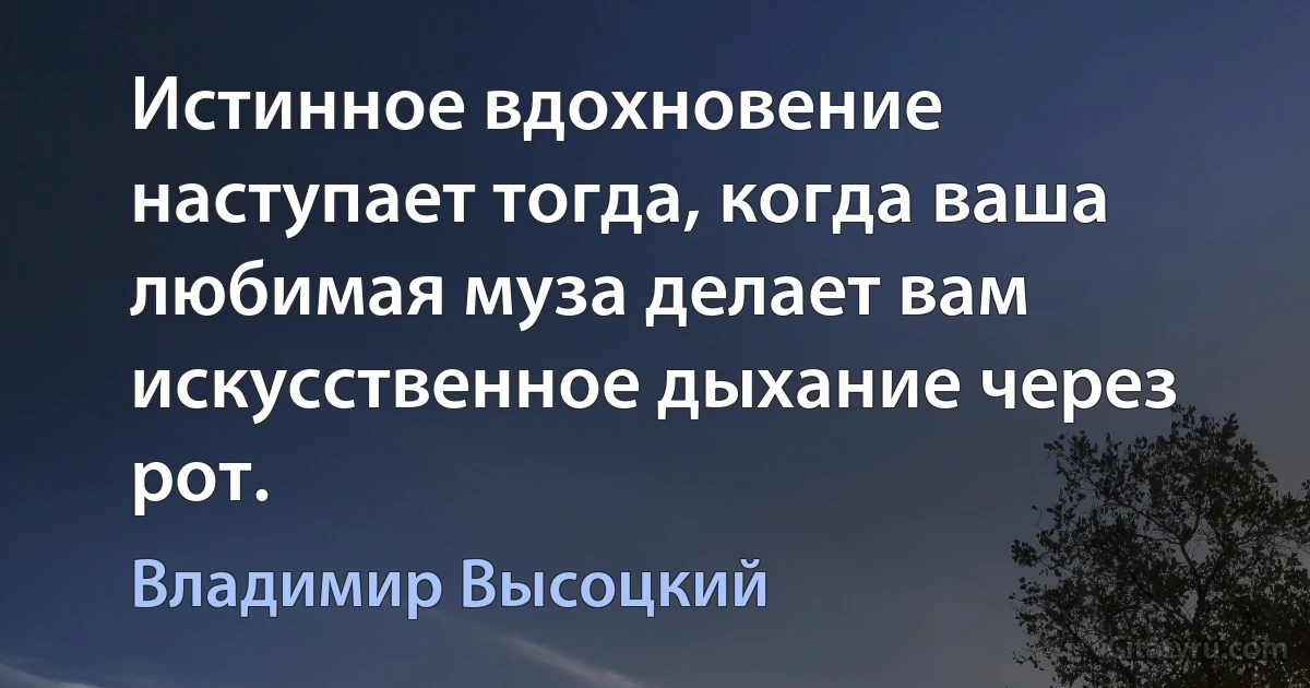 Истинное вдохновение наступает тогда, когда ваша любимая муза делает вам искусственное дыхание через рот. (Владимир Высоцкий)