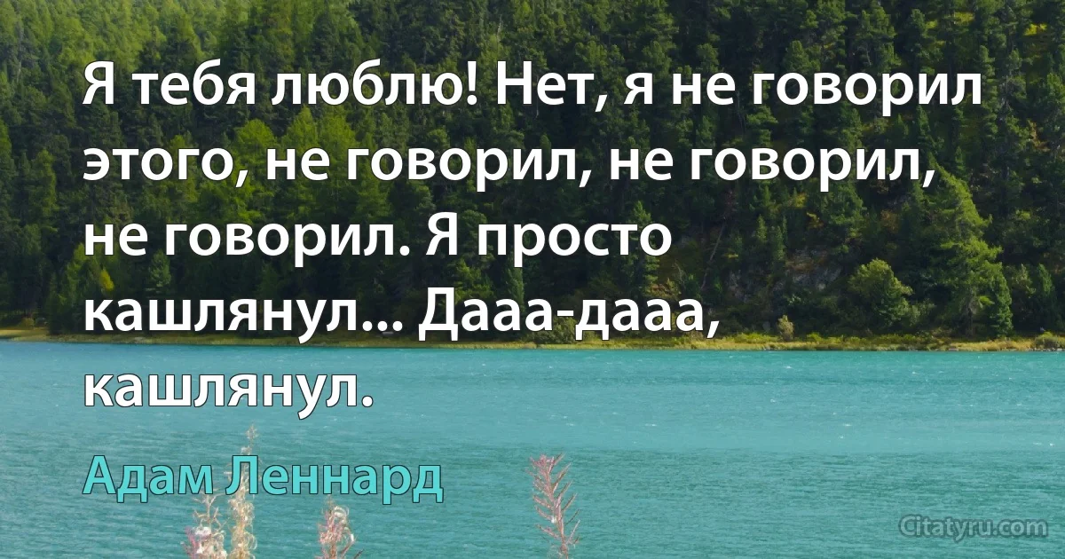 Я тебя люблю! Нет, я не говорил этого, не говорил, не говорил, не говорил. Я просто кашлянул... Дааа-дааа, кашлянул. (Адам Леннард)