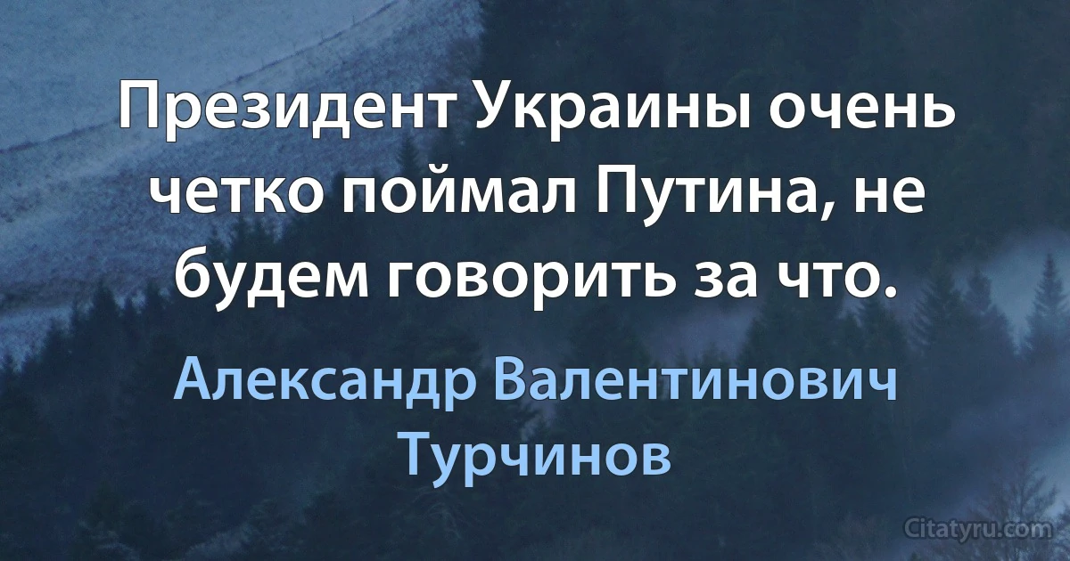 Президент Украины очень четко поймал Путина, не будем говорить за что. (Александр Валентинович Турчинов)