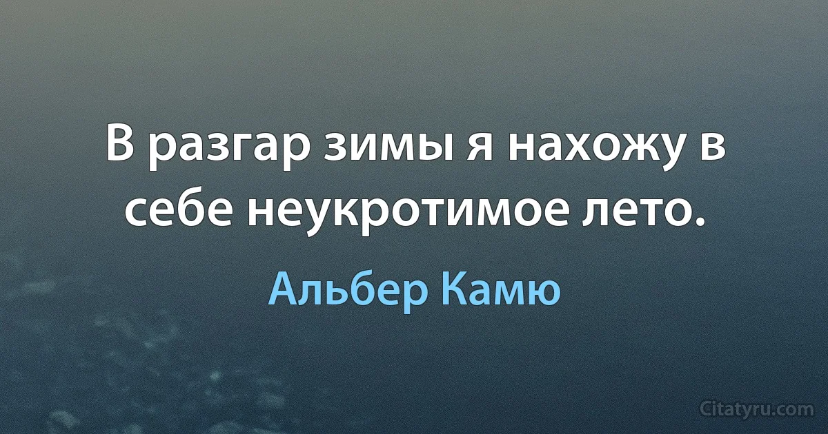 В разгар зимы я нахожу в себе неукротимое лето. (Альбер Камю)