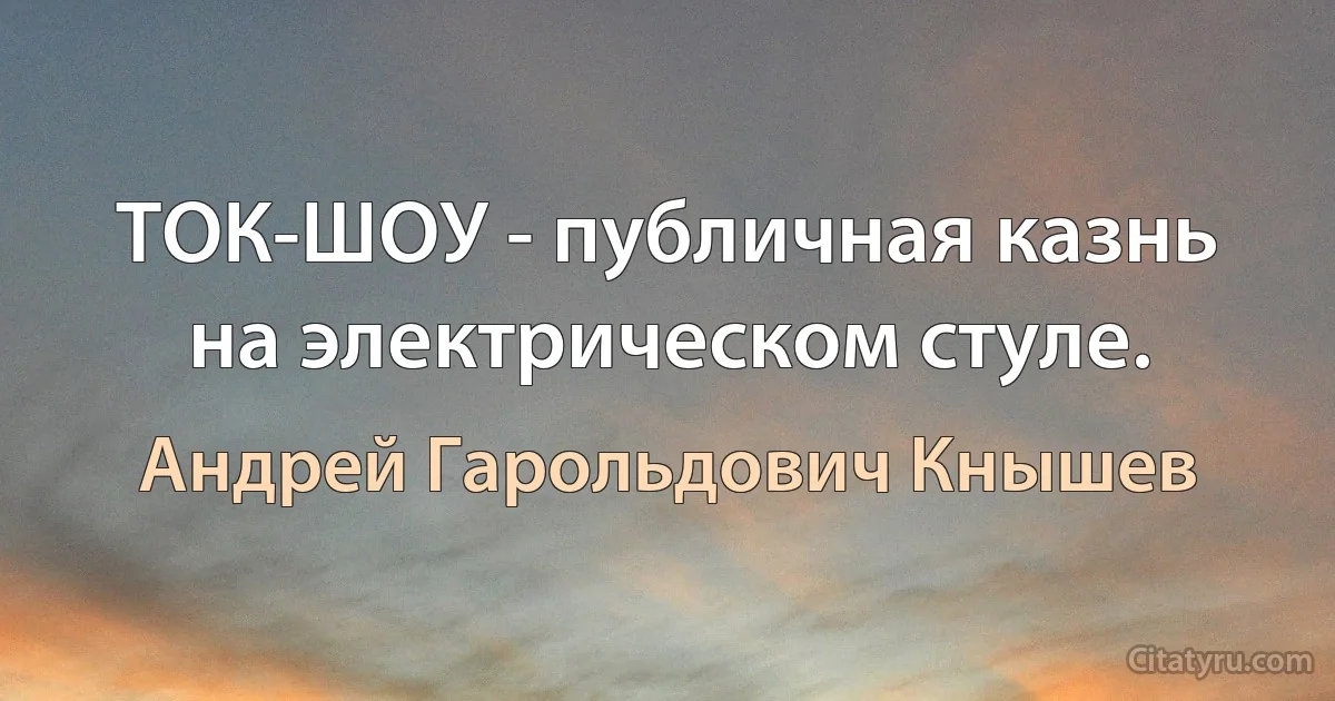 ТОК-ШОУ - публичная казнь на электрическом стуле. (Андрей Гарольдович Кнышев)