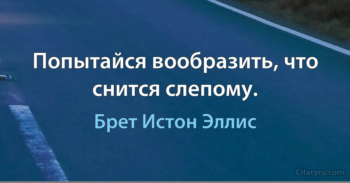 Попытайся вообразить, что снится слепому. (Брет Истон Эллис)