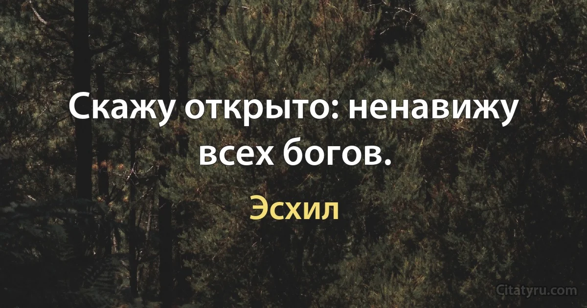 Скажу открыто: ненавижу всех богов. (Эсхил)