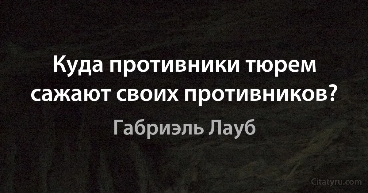 Куда противники тюрем сажают своих противников? (Габриэль Лауб)