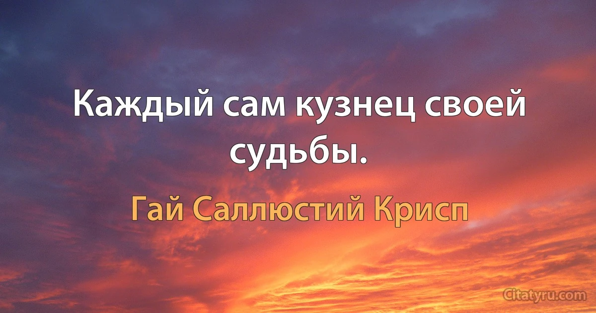 Каждый сам кузнец своей судьбы. (Гай Саллюстий Крисп)