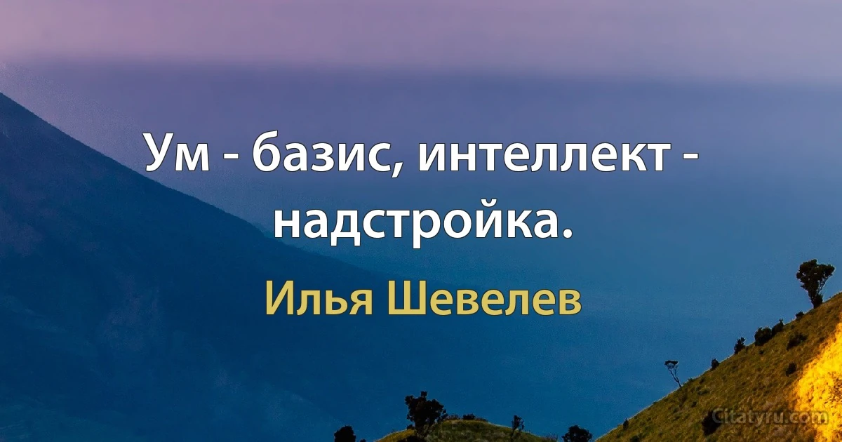 Ум - базис, интеллект - надстройка. (Илья Шевелев)