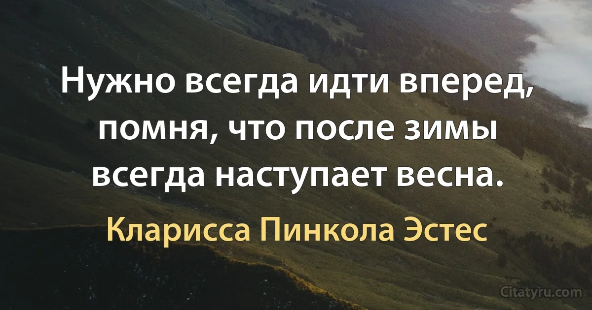 Нужно всегда идти вперед, помня, что после зимы всегда наступает весна. (Кларисса Пинкола Эстес)