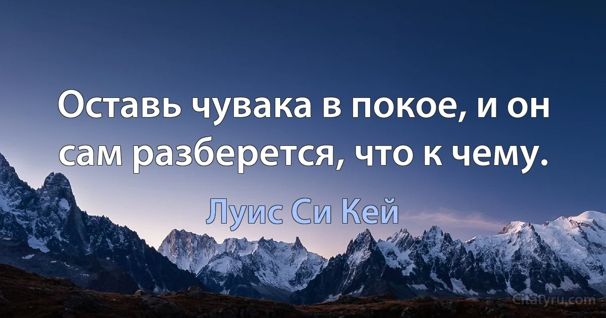 Оставь чувака в покое, и он сам разберется, что к чему. (Луис Си Кей)