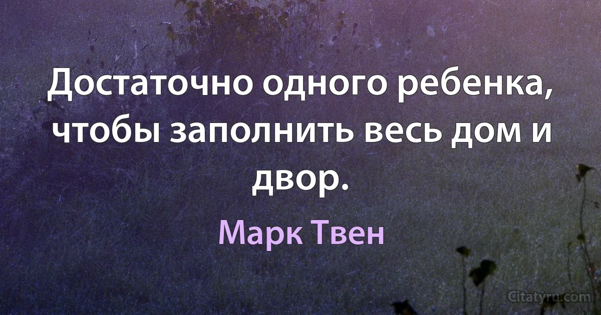 Достаточно одного ребенка, чтобы заполнить весь дом и двор. (Марк Твен)