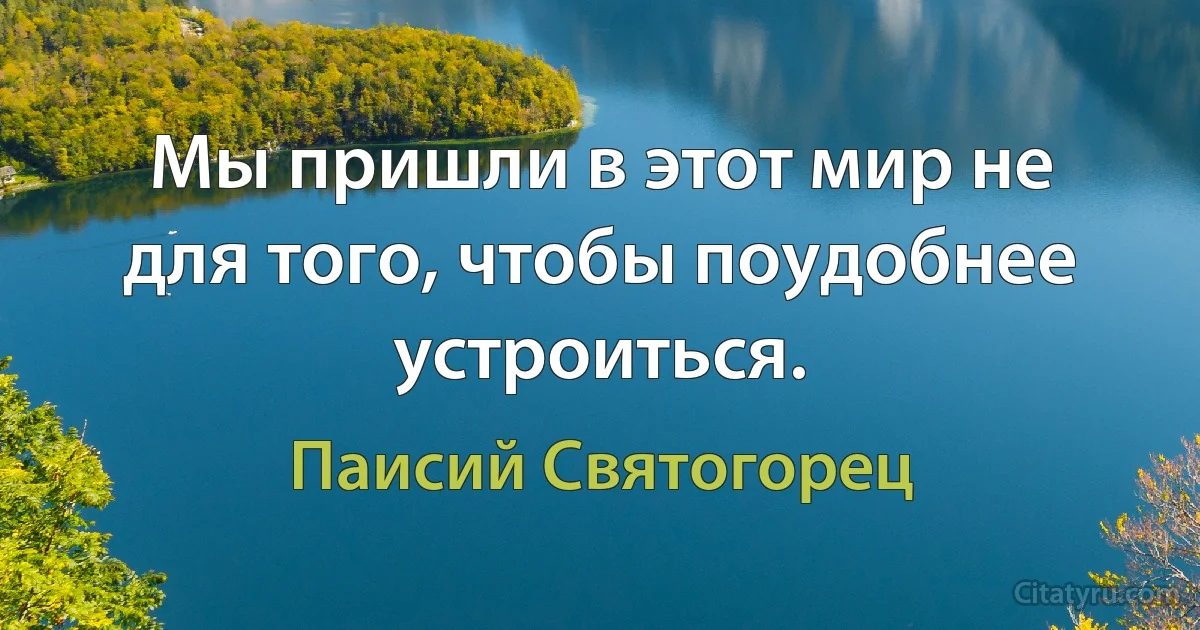 Мы пришли в этот мир не для того, чтобы поудобнее устроиться. (Паисий Святогорец)