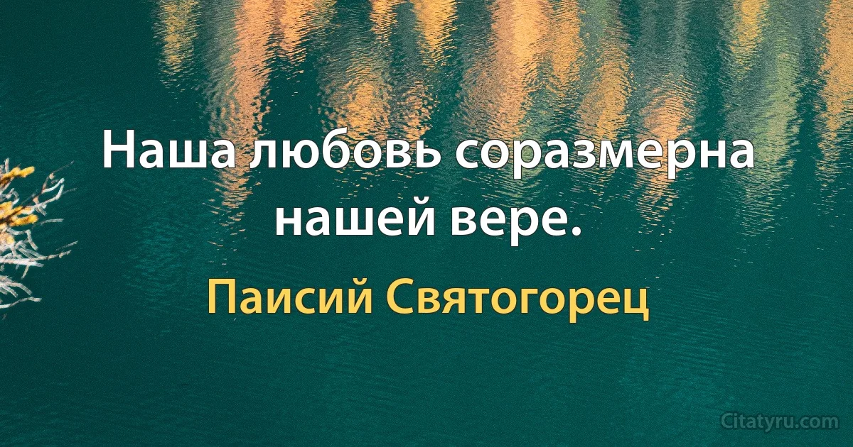 Наша любовь соразмерна нашей вере. (Паисий Святогорец)