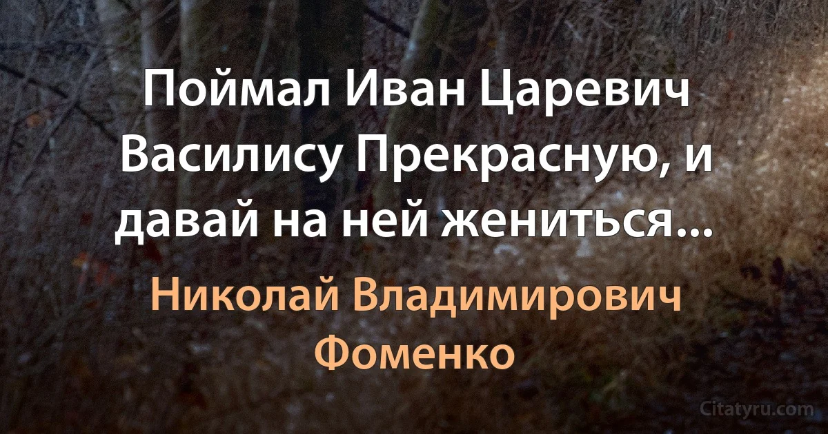 Поймал Иван Царевич Василису Прекрасную, и давай на ней жениться... (Николай Владимирович Фоменко)