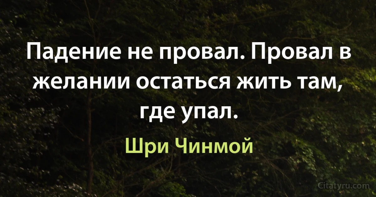 Падение не провал. Провал в желании остаться жить там, где упал. (Шри Чинмой)