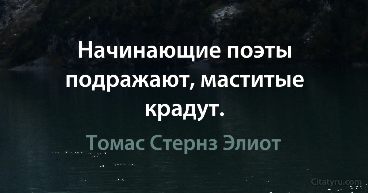 Начинающие поэты подражают, маститые крадут. (Томас Стернз Элиот)