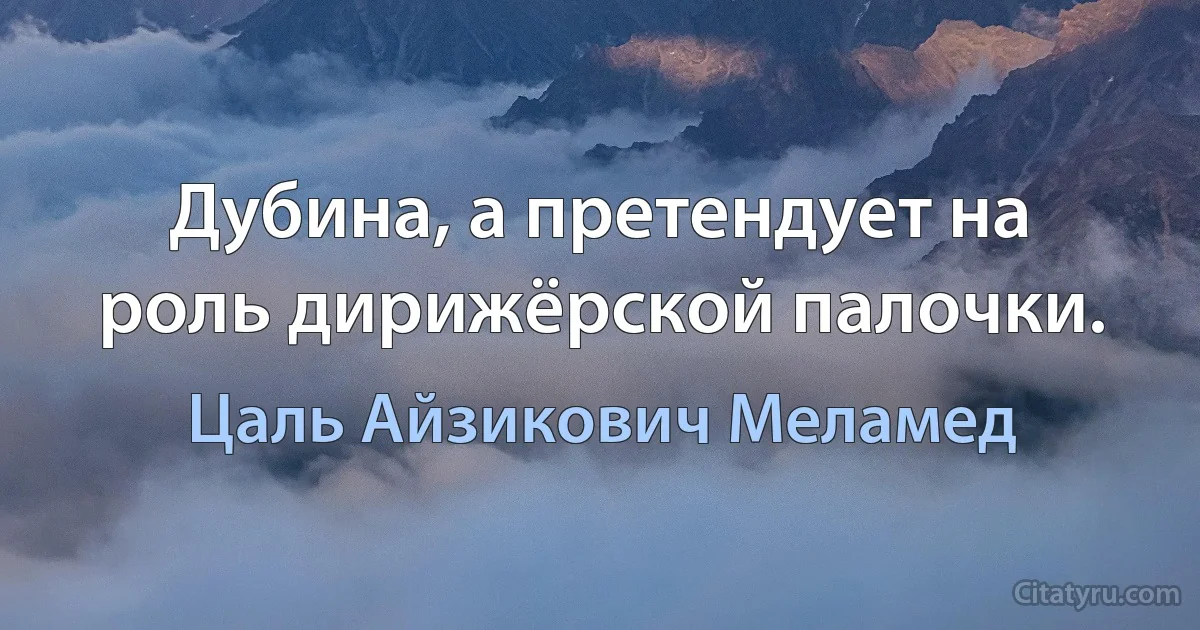 Дубина, а претендует на роль дирижёрской палочки. (Цаль Айзикович Меламед)