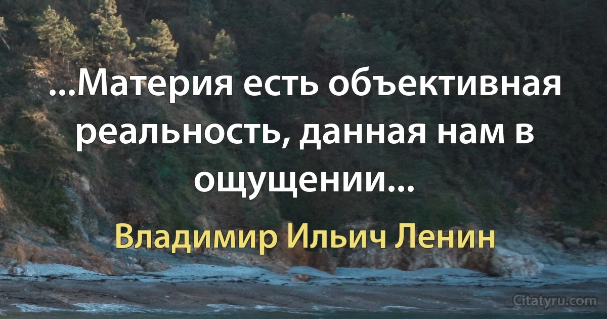 ...Материя есть объективная реальность, данная нам в ощущении... (Владимир Ильич Ленин)