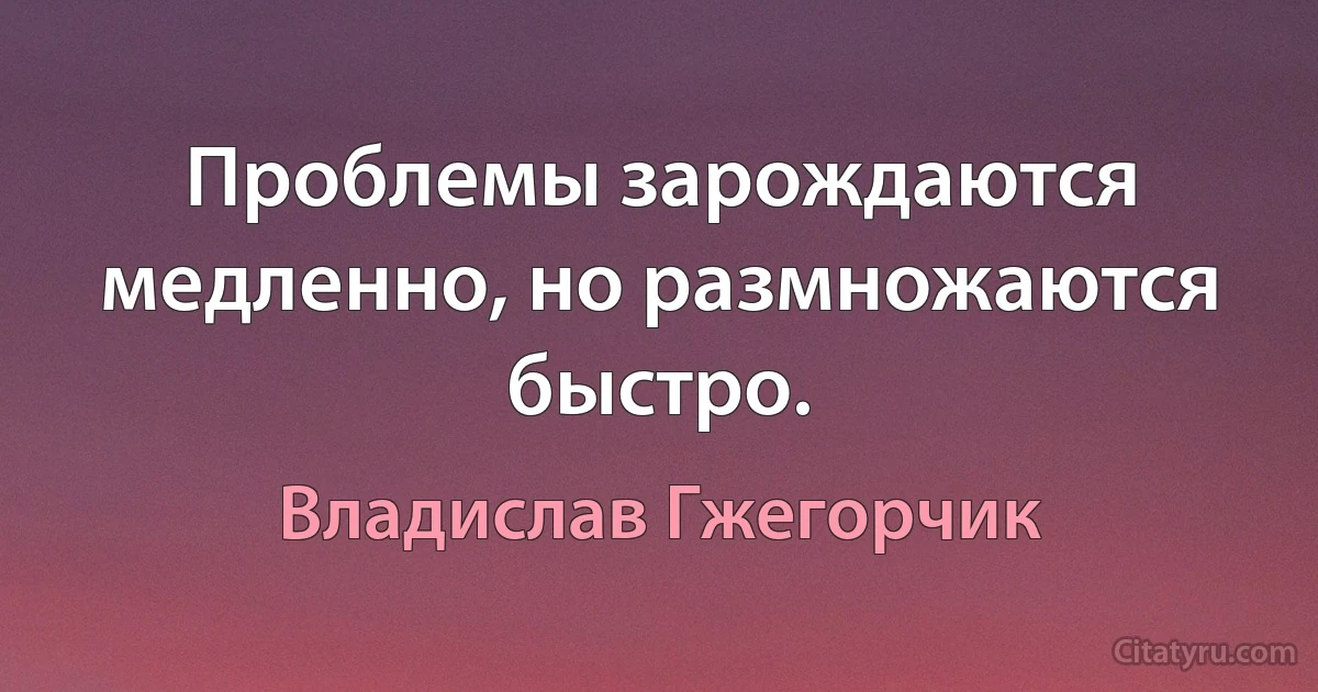 Проблемы зарождаются медленно, но размножаются быстро. (Владислав Гжегорчик)