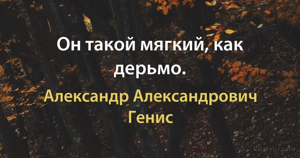 Он такой мягкий, как дерьмо. (Александр Александрович Генис)